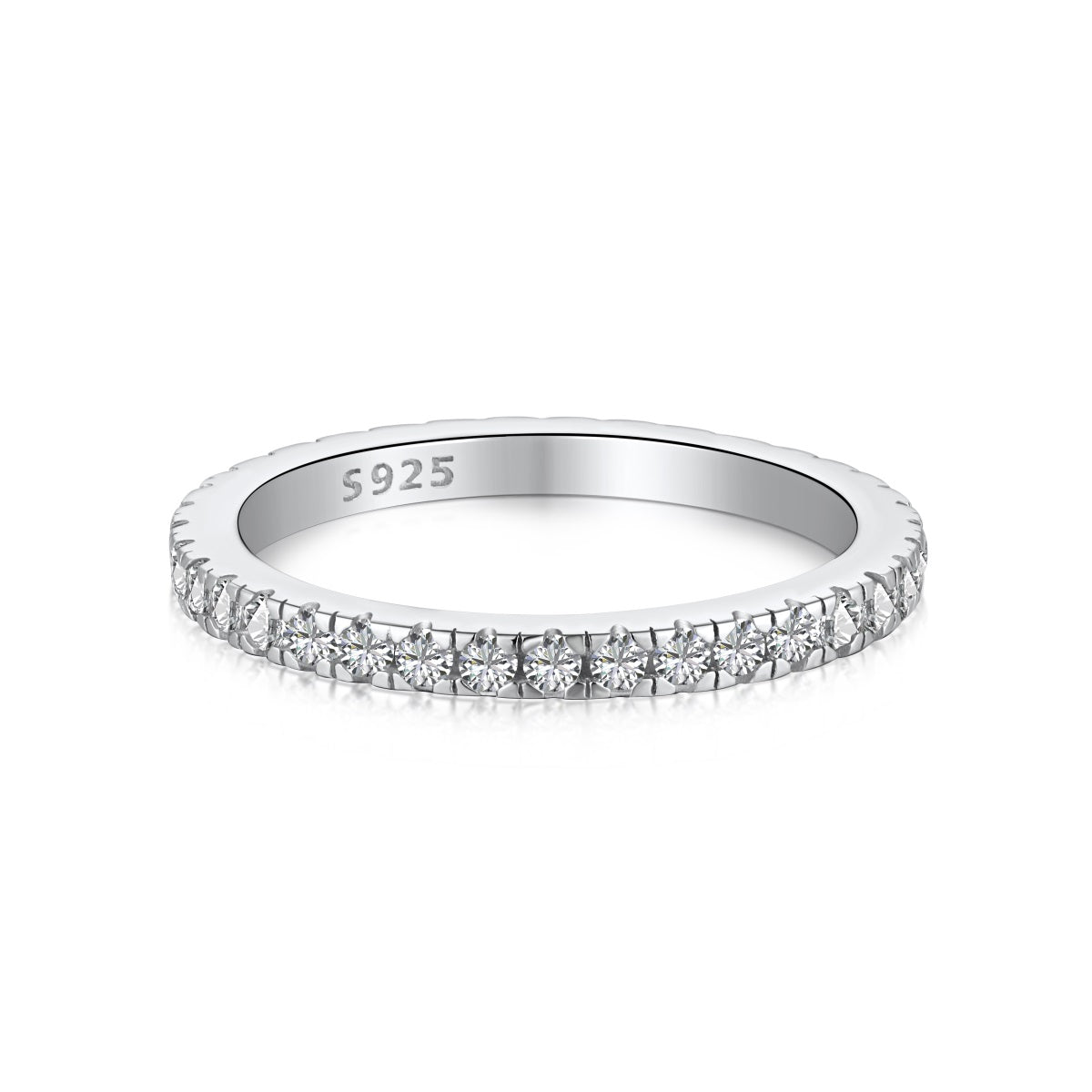 Anello eternity veretta con pietre bianche